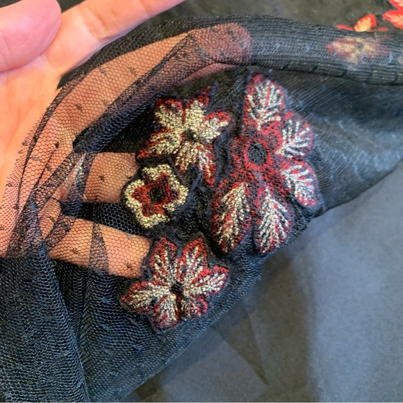 ZARA | Trafaluc Collection Black and Red Floral Embroidered Dress - Picture 13 of 14